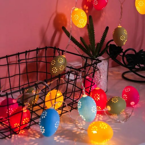 Tavaszi tojás fényfüzér kül-beltéri 10 LED virágmintás