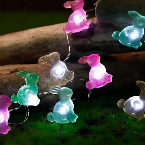Nyuszis húsvéti LED füzér rézszálon színes